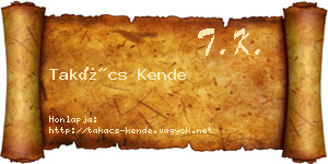Takács Kende névjegykártya